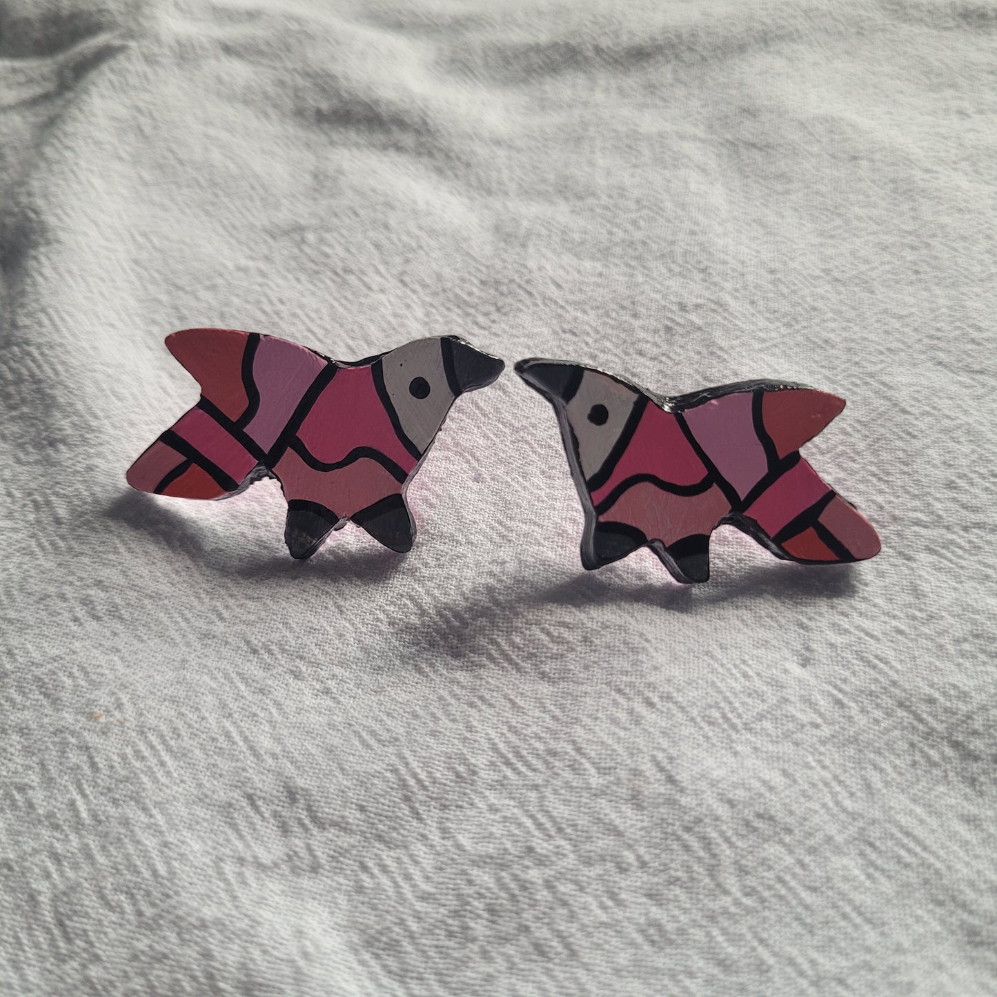 Pink Monochrome Pajaro Earrings