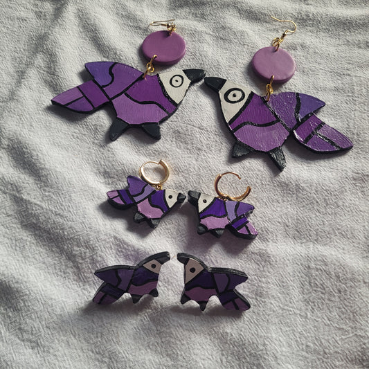 Purple Monochrome Pajaro Earrings