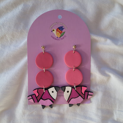 Pink Monochrome Pajaro Earrings