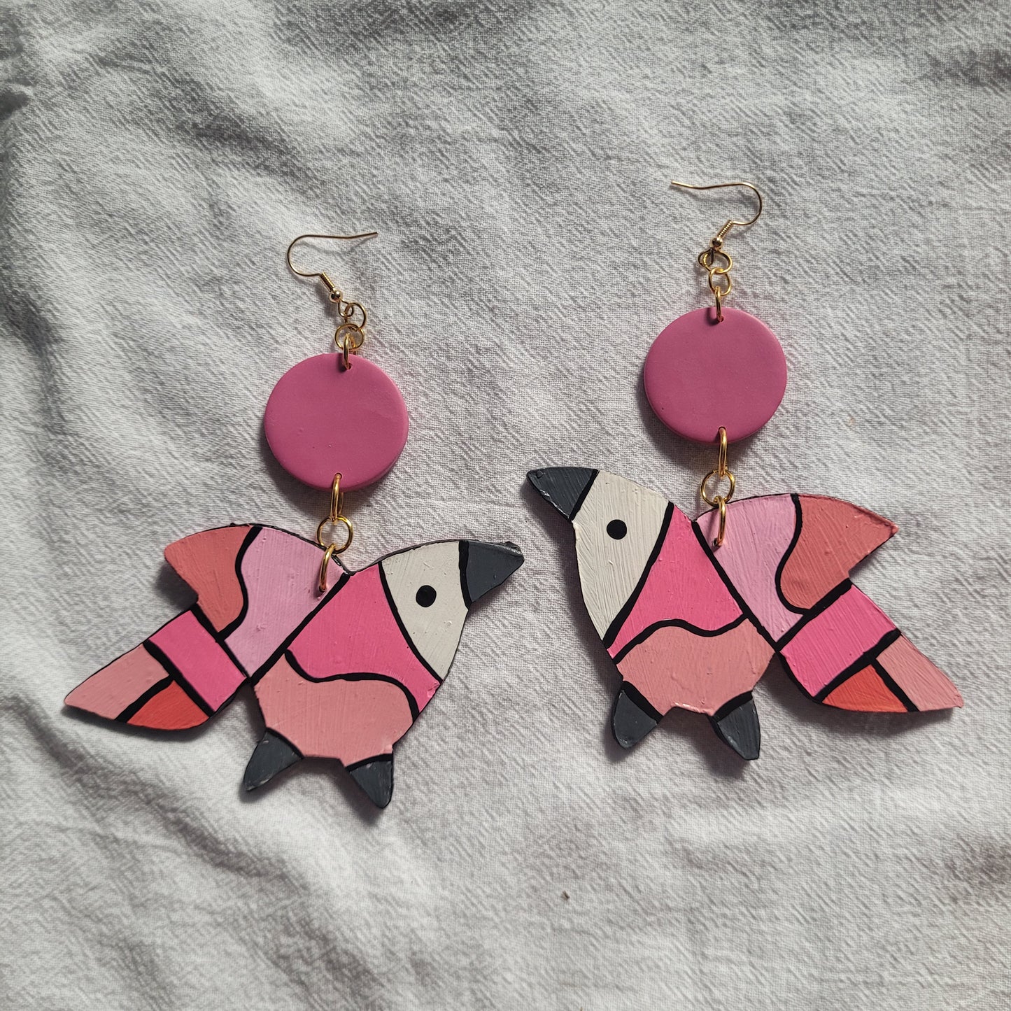 Pink Monochrome Pajaro Earrings