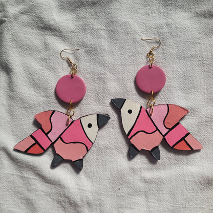 Pink Monochrome Pajaro Earrings