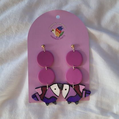 Purple Monochrome Pajaro Earrings