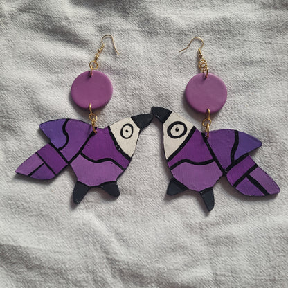 Purple Monochrome Pajaro Earrings